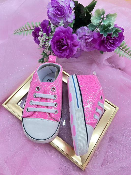zapatito Tenis Converse Rosa Brillos