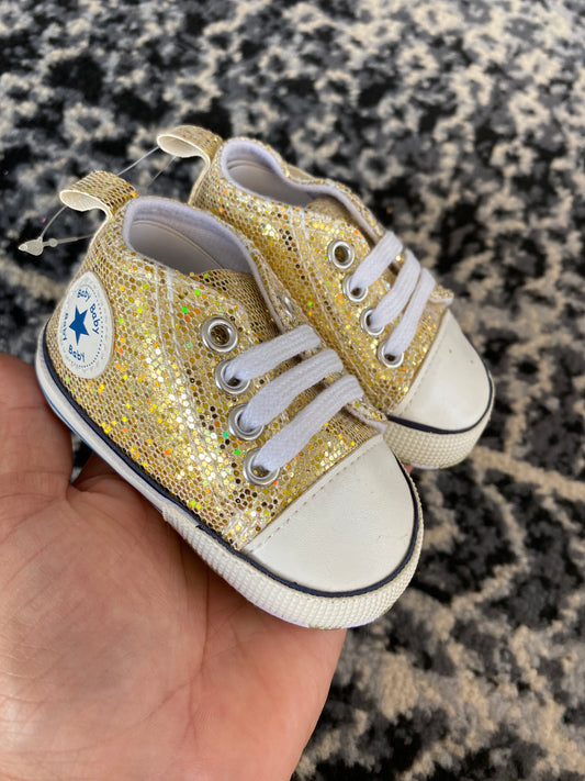 Zapatito cowboy dorado brillos