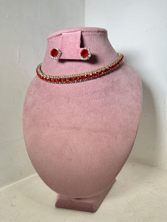 Set Collar Bianca rojo