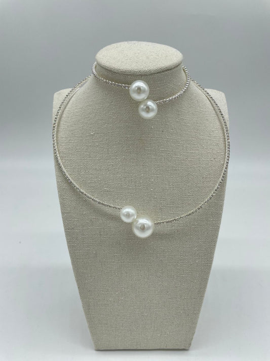 Collar Pulsera Plata Perlas