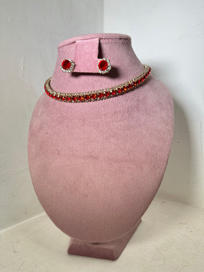 Set Collar Bianca rojo